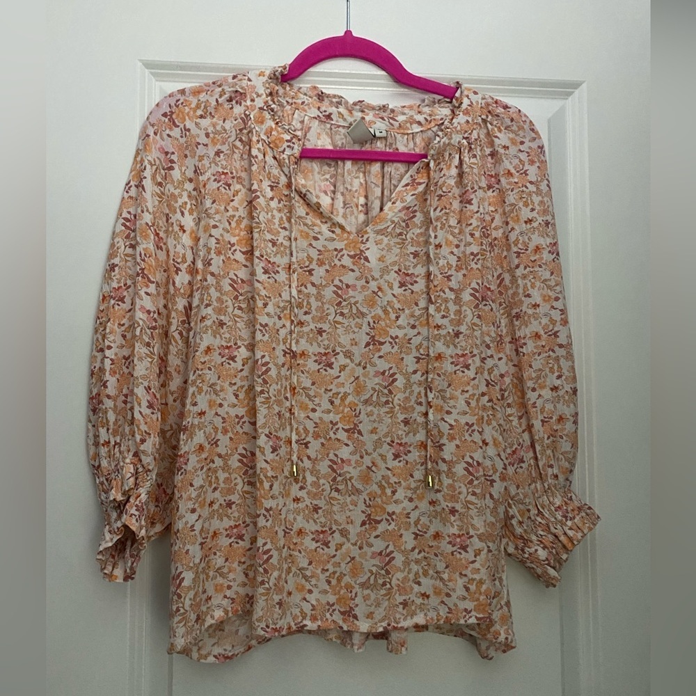Joie Floral Peasant Blouse in Medium 🧡